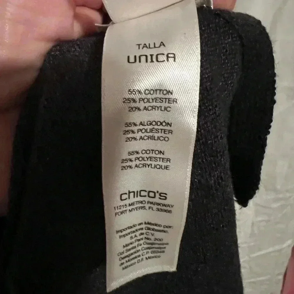 Chico's Charcoal Gray Scarf With Bedazzled Bling Embellished Jewels 70